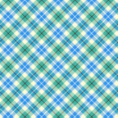 Plaid with twill weave repeat pattern in green and blueColorful checkered tartan gingham seamless pattern.Geometric graphic vector illustration background design for fabric and prints.