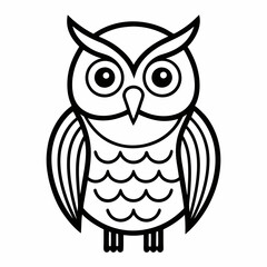 Simple a Owl line art vector white background