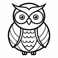 Simple a Owl line art vector white background