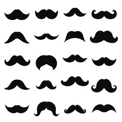 A diverse collection of black mustache silhouettes against a white background.