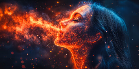 Digital Awakening: Conceptual Art of Emotional Self-Exploration and Inner Growth with Vibrant Visual Expression