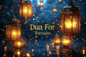 Ramadan Mubarak and Eid Mubarak. dark night golden moon, lanterns and Moscow and green background. Vector illustration.
