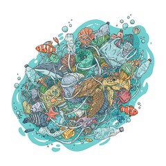 Fototapeta premium The Devastating Impact of Air and Plastic Pollution on the Environment