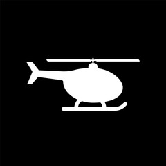 Simple helicopter black icon vector. 