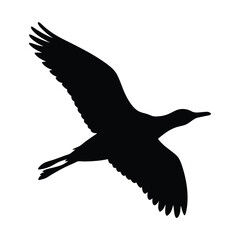 Migratory Bird Vector, illustration black silhouette, bird flying 