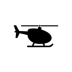 Simple helicopter black icon vector. 