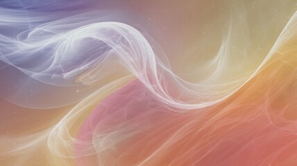 Colorful Abstract Swirl of Soft Wisps Blending Seamlessly in Pastel Tones Creates a Serene Backdrop, Evoking Feelings of Calmness and Creativity in a Modern Setting. Generative AI