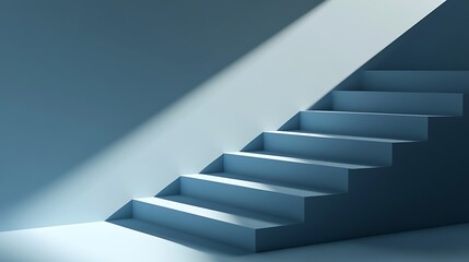 Blue Staircase Ascending Towards Sunlight