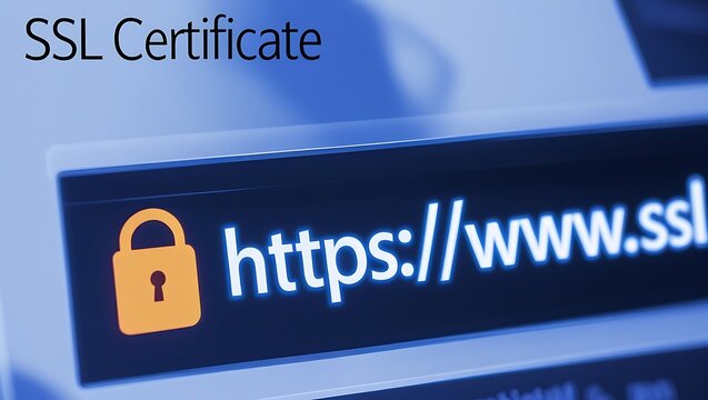 Close-Up of Browser Window with SSL Certificate &ndash; HTTPS Security Concept,  ssl lock, ssl padlock, website design, ssl badge, ssl shield,  SSL connection

