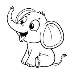 Fototapeta premium Happy Elephant line art