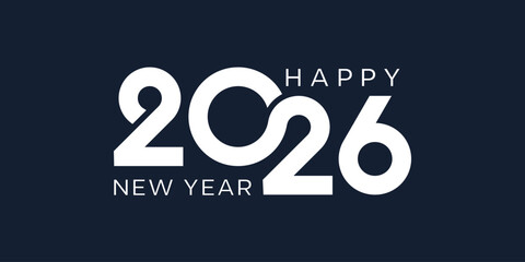 Fototapeta premium 2026 Happy New Year design vector. trendy unique new year 2026 logo design template