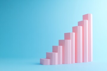 Fototapeta premium Pink Bar Graph on Blue Background for Business and Growth Concepts