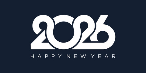 Fototapeta premium 2026 Happy New Year design vector. trendy unique new year 2026 logo design template