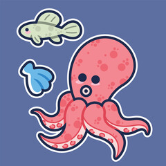 Sea Animal in cute colorful design for kids and education