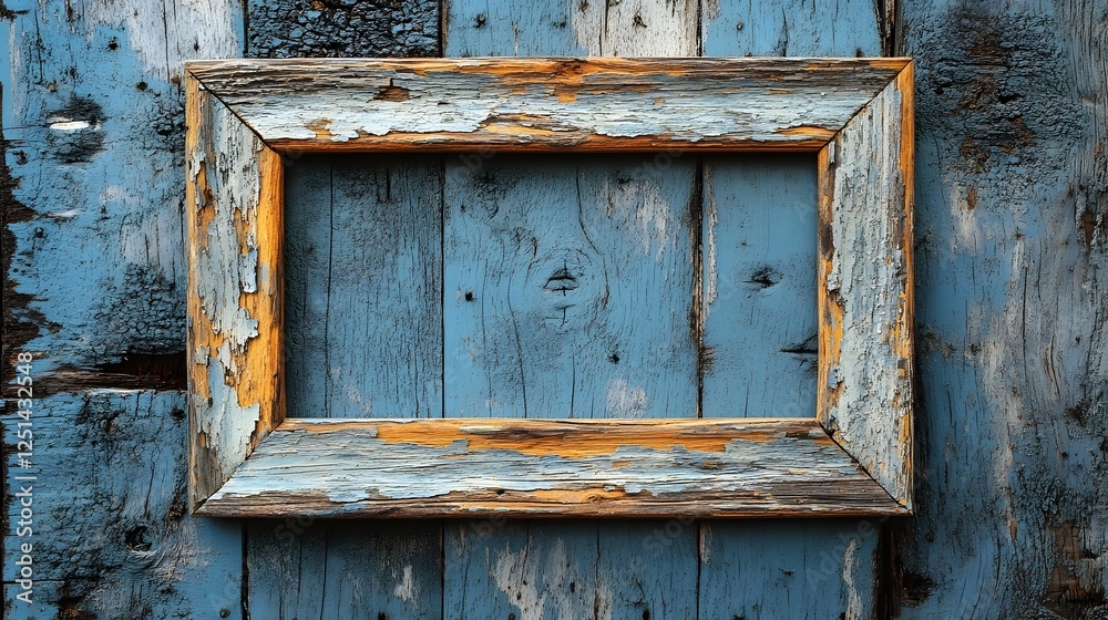 Poster vintage weathered wooden frame with grungy distressed texture on aged rustic wall surface retro anti