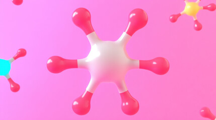 3D molecule, 3D model of a glowing neurotransmitter molecule, high fidelity visual for scientific and educational use.