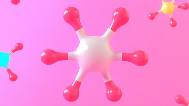 3D molecule, 3D model of a glowing neurotransmitter molecule, high fidelity visual for scientific and educational use.