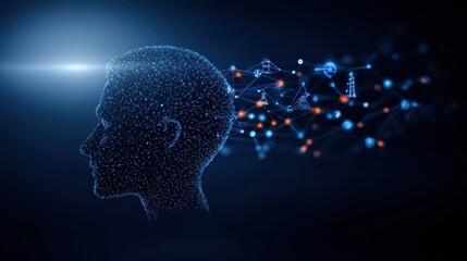 Obraz premium Digital Brain Concept with Data Connections and Insights