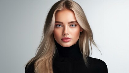 Naklejka premium Hübsche Frau mit langen blonden Haaren