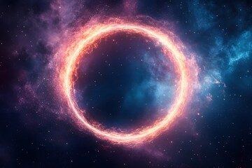 Ethereal cosmic ring of fire in deep space with stars and nebula for science and astronomy