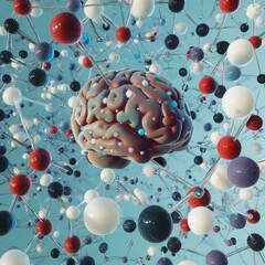 Abstract 3D Brain Model With Interconnected Network Connection Visualization Illustration Design Elements Diagram System Model Graphic Art Pattern Background Geometric Shapes Modern Graphic Art