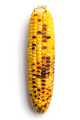 Fototapeta premium Grilled sweet corn top view isolated on white background