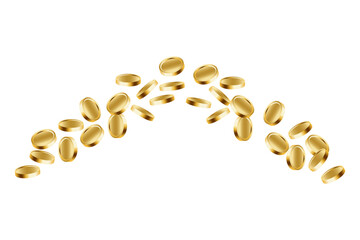 Flying gold coins 3d vector illustration.