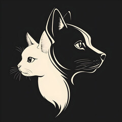 Obraz premium black and white cat