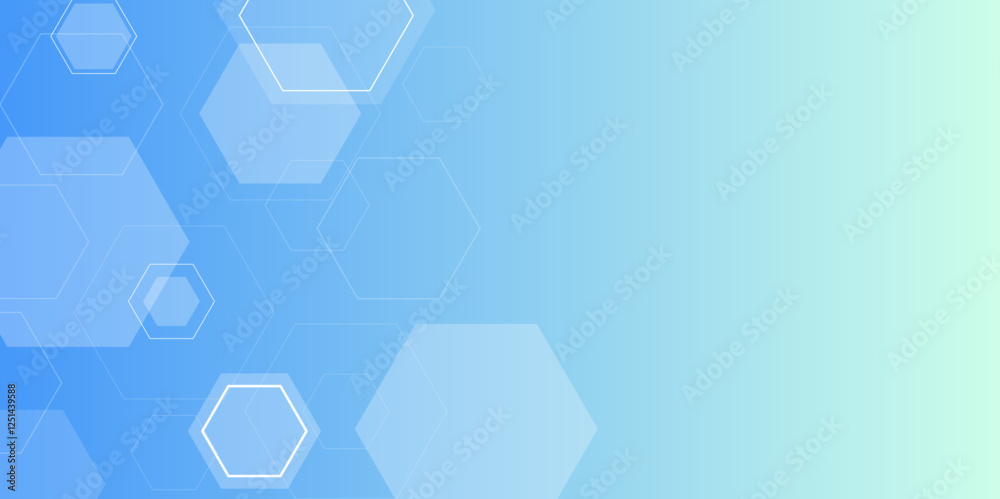 Aufkleber white and blue technology hexagonal abstract background. Abstract blue hexagon or digital technology background. Vector abstract graphic design banner pattern presentation background web template.	

