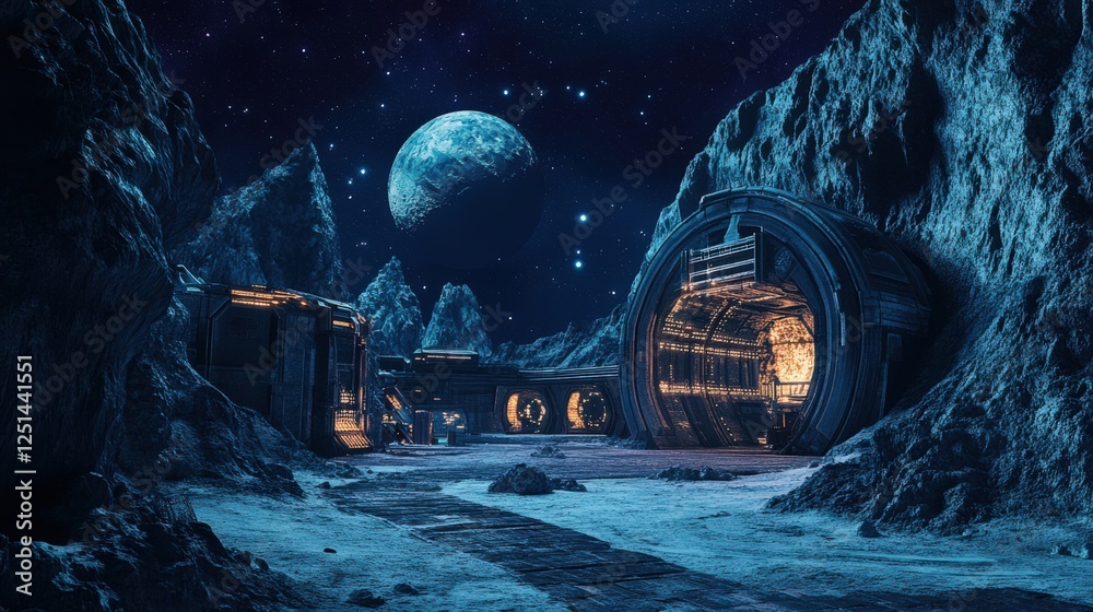 Wall mural a desolate space with a large planet in the background