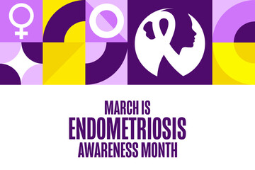 March is Endometriosis Awareness Month. Template for background, banner, card, poster with text. Vector EPS10 illustration.