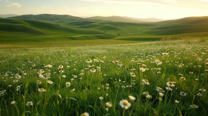 Obraz premium calm green meadows with sloping hills