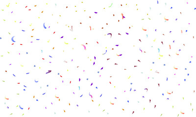 Multicolored tinsel confetti Vector background. Fashionable gold and Multicolored falling magic stars and tinsel on white and transparent background. Celebration carnival ribbons, holiday, birthday.