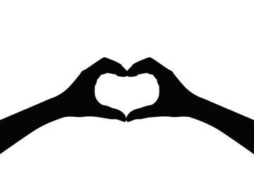 Fototapeta premium Negative space heart shape by two hand vector. Heart vector.