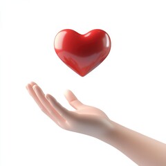 Valentine's Day promotional image of a hand holding a floating red heart icon