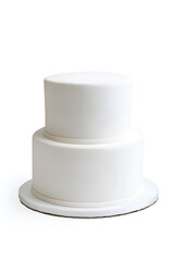 White two tier wedding cake with no decorations mock up isolated on white background