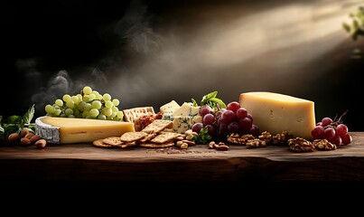 A rustic charcuterie board featuring a variety of meats, cheeses, and garnishes, beautifully arranged for serving.