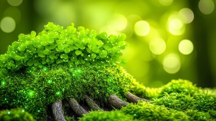 Enchanting Lush Green Moss and Vibrant Nature Scene Forest Close-up Tranquil Serenity for Eco-Lovers