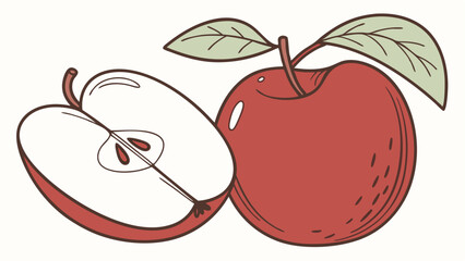 red apple with leaf