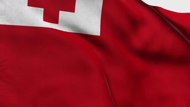 High detailed flag of Tonga. National Tonga flag. Oceania. 3D Render.
