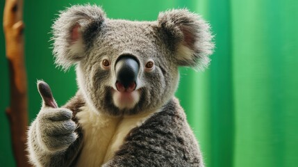 Obraz premium Cute koala bear on green screen background featuring Australian wildlife