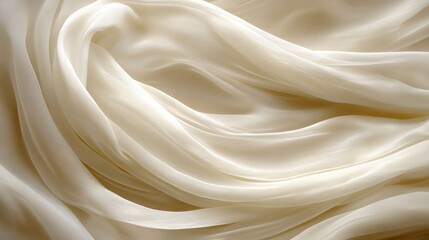 Luxurious cream fabric with soft folds and a smooth texture, ideal for fashion, textiles, and design