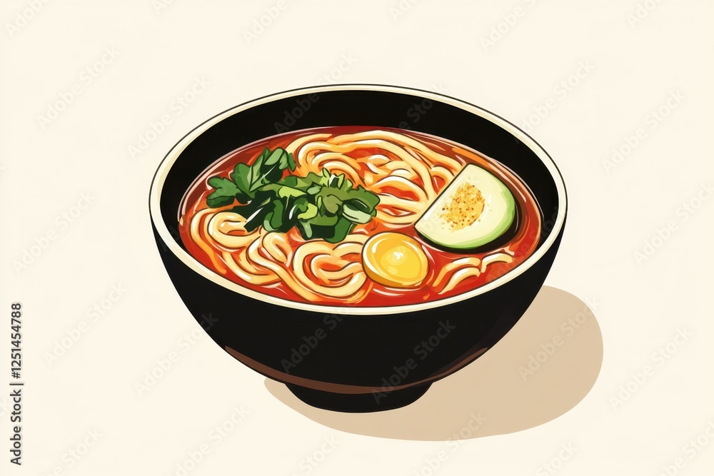 Canvas Prints Artistic depiction of noodle soup with egg and avocado