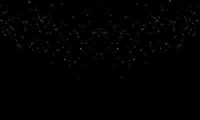 Multicolored tinsel confetti Vector background. Fashionable gold and Multicolored falling magic stars and tinsel on black and background. Celebration carnival ribbons, holiday, birthday.