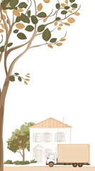 House moving day, simple illustration