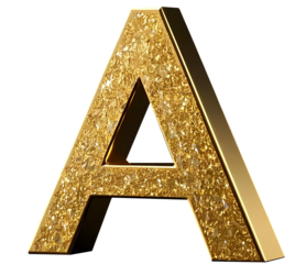 Letter A gold glitter alphabet a png clipart cutout transparent isolated