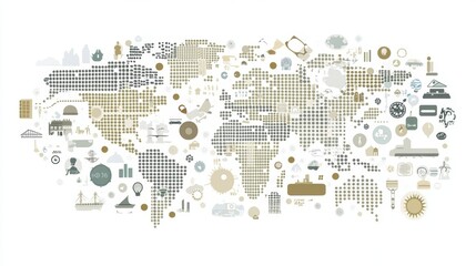 Obraz premium Dotted world map. Grey vector illustration. World map vector, isolated on white background. Suitable for web site pattern, anual report, inphographics. Globe similar worldmap icon. Travel worldwide 