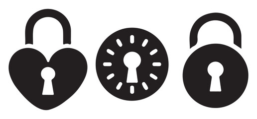 Silhouette Padlock Illustration Vector Graphics Collection For Security Projects