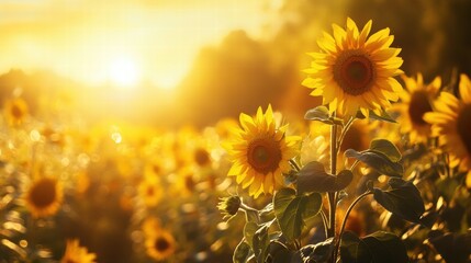 Fototapeta premium Golden Hour Sunflowers