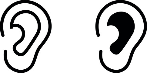 Human Ear Symbol Vector Icon Set for Medical and Sensory Designs